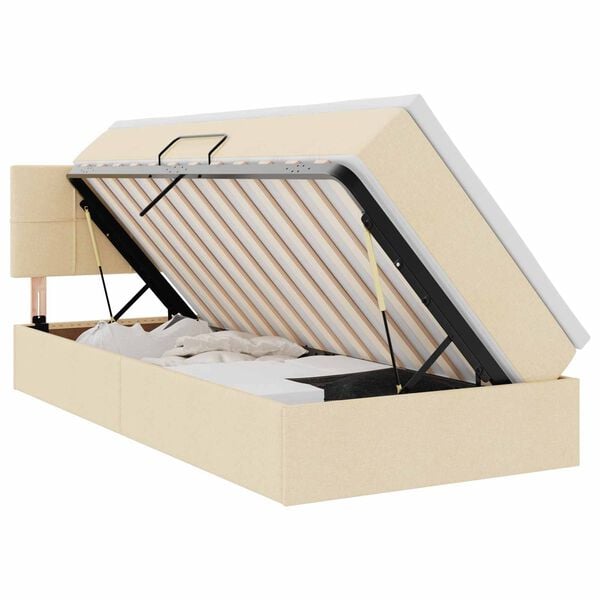 vidaXL Opbergbed met matras met matras Cr&egrave;me 90 x 190 cm Bewerkt hout