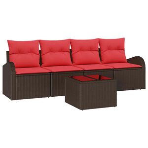 vidaXL Tuin Sofa Set 5 st 4-Aantal zitplaatsen Beige en Rood