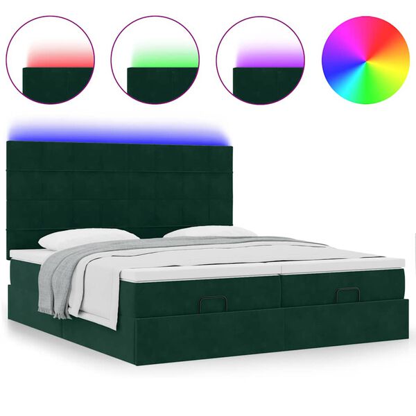 vidaXL Ottoman bed met matrassen en LED's 180x200cm fluweel