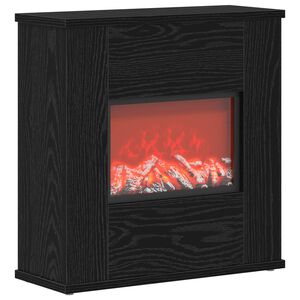 vidaXL Elektrische haard Zwart eiken 47 x 18 x 48 cm Bewerkt hout