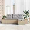 vidaXL Tuin Sofa Set met kussen 4 pcs Beige Poly riet