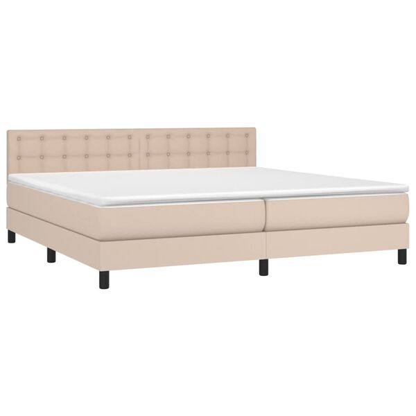 vidaXL Boxspring met matras kunstleer cappuccinokleurig 200x200 cm