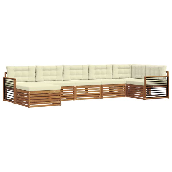 vidaXL Sofa-Sets 7 pcs Natuurlijk en Cr&egrave;me Massief Acaciahout