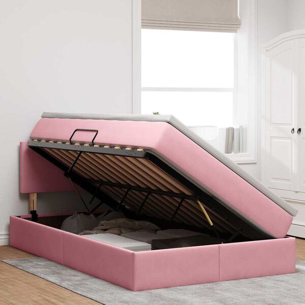 vidaXL Opslag bed met matras met hoofdeinde Roze 120 x 200 cm Fluweel