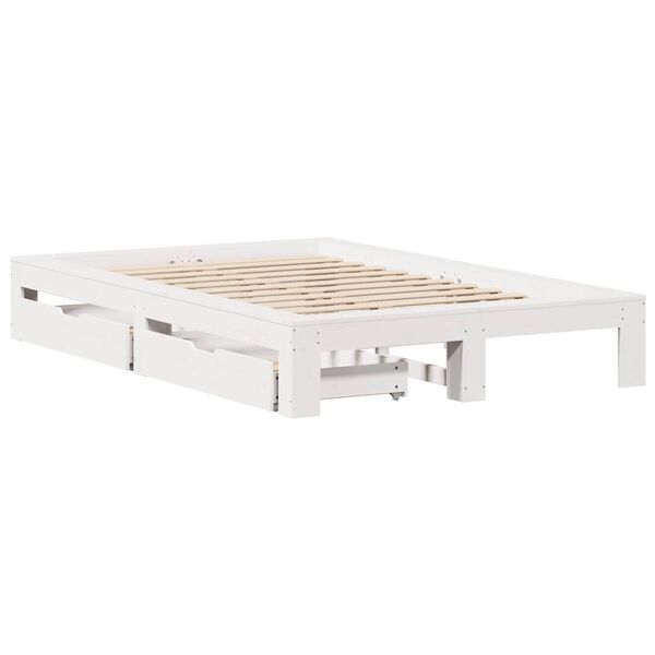 vidaXL Bedframe zonder matras massief grenenhout wit 135x190 cm