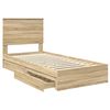 vidaXL Opslag bed met hoofdeinde Sonoma Eiken 90 x 200 cm Bewerkt hout