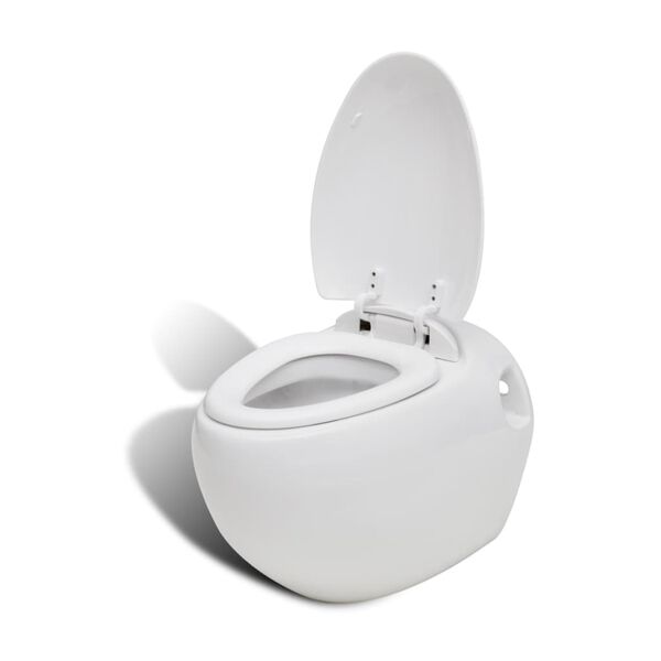 vidaXL Wandtoilet en bidet set wit