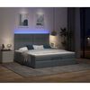 vidaXL Ottoman bed met matras en LED's 180x200cm stof donkergrijs