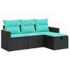 vidaXL 4-delige Loungeset met kussens poly rattan zwart