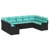 vidaXL Tuin Sofa Set met kussen 9 pcs Zwart poly rattan