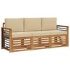 vidaXL Sofa-Sets 3 st Natuurlijk en Beige Massief Acaciahout