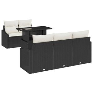 vidaXL Tuin Sofa Set met kussen 6 pcs Zwart en cr&egrave;me poly rattan