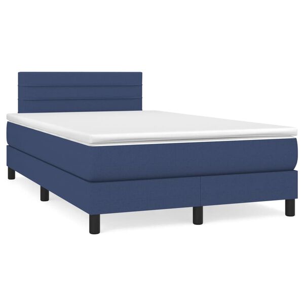 vidaXL Boxspring met matras en LED stof blauw 120x190 cm