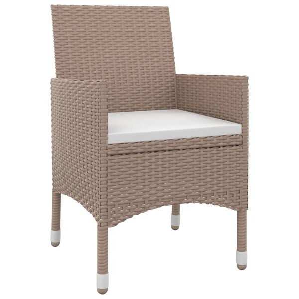 vidaXL 3-delige Tuinset met kussens poly rattan en glas