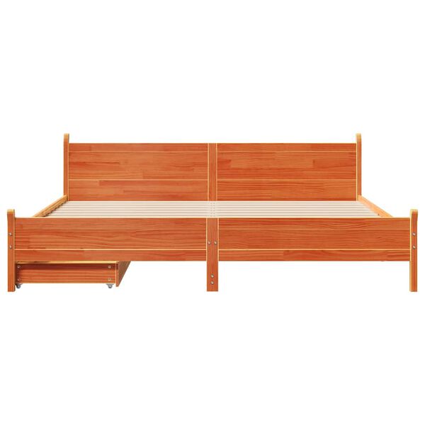 vidaXL Bedframe zonder matras massief grenenhout wasbruin 200x200 cm