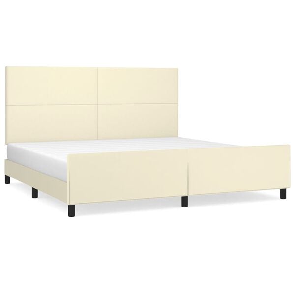 vidaXL Bedframe met hoofdbord kunstleer cr&egrave;mekleurig 200x200 cm