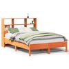 vidaXL Bed met boekenkast zonder matras grenenhout wasbruin 140x200 cm