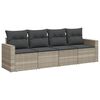 vidaXL 4-delige Loungeset met kussens poly rattan lichtgrijs