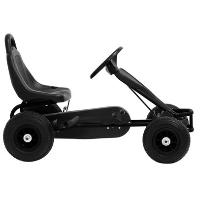 vidaXL Skelter met pedalen en pneumatische banden zwart