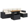 vidaXL 6-delige Loungeset met kussens poly rattan zwart