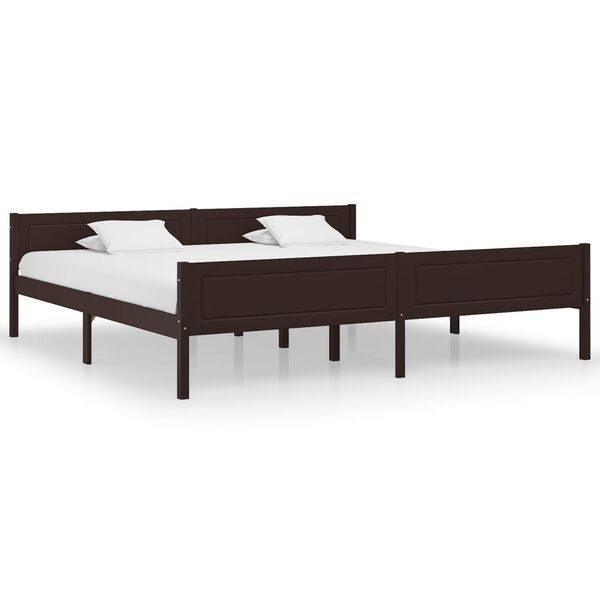 vidaXL Bedframe massief grenenhout donkerbruin 200x200 cm