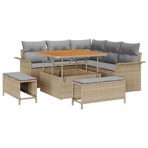 vidaXL Tuin Sofa Set met kussen met opslag 8 pcs Beige en Licht Grijs