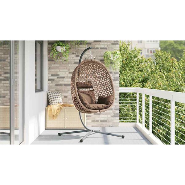vidaXL Hangende ei-stoel Koffiebruin 104 x 100 x 191 cm poly rattan