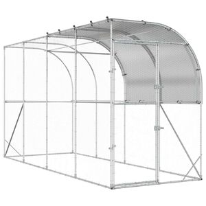 vidaXL Kippenhok Tegen de Muur zilver 400 x 100 x 215 cm