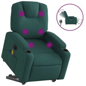 vidaXL Sta-op-massagestoel elektrisch verstelbaar stof donkergroen