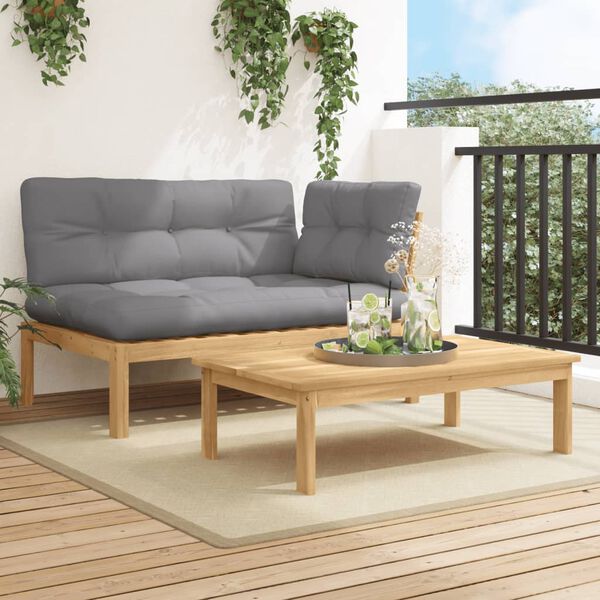 vidaXL 2-delige Loungeset pallet met kussens massief acaciahout