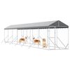 vidaXL Hondenkennel met dak 2x14x2,5 m gegalvaniseerd staal zilver