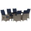 vidaXL Tafel en stoelen set met kussen 7 pcs Grijs PE Rattan