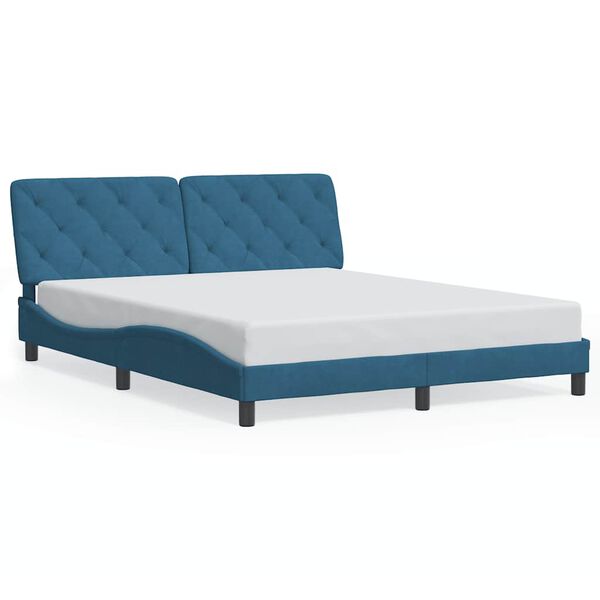 vidaXL Bedframe zonder matras fluweel blauw 160x200 cm