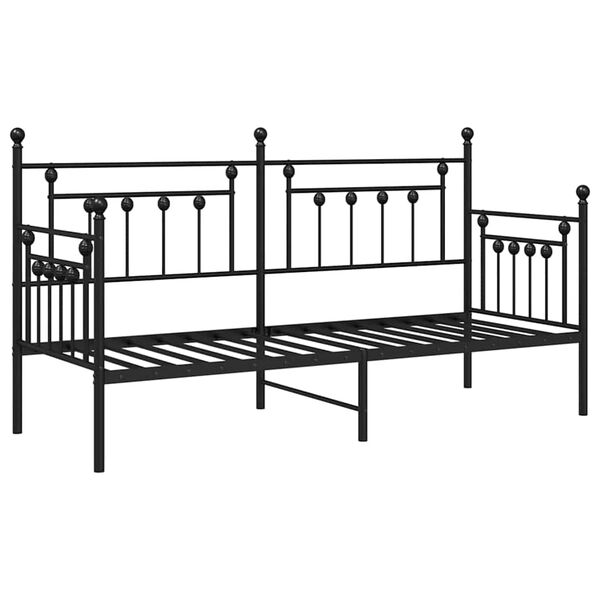 vidaXL Bedframe voor een daybed met hoofdeinde Zwart 80 x 200 cm Staal