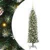 vidaXL Kunstmatige slanke kerstboom Groen en Wit 150 cm