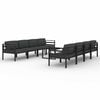 vidaXL 9-delige Loungeset met kussens aluminium antracietkleurig