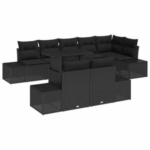 vidaXL Tuin Sofa Set met kussen 9 pcs Zwart poly rattan