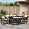 vidaXL Tuin eettafelset 9 pcs Bruin poly rattan