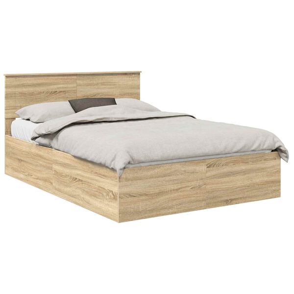 vidaXL Bedframe met hoofdeinde Sonoma Eiken 150 x 200 cm Bewerkt hout