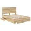 vidaXL Bedframe met hoofdeinde Sonoma Eiken 140 x 190 cm Bewerkt hout