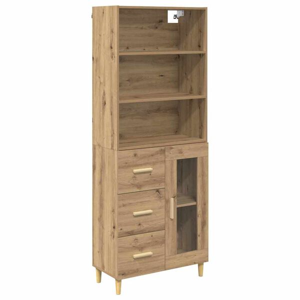 vidaXL Hoge kast Artisan Eiken 69,5 x 34 x 180 cm Bewerkt hout