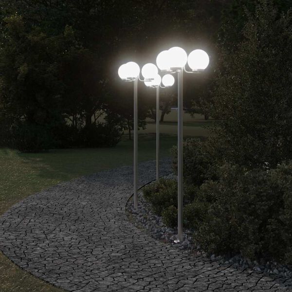 vidaXL Vloerlamp voor buiten 2 st 215 cm roestvrij staal zilverkleurig