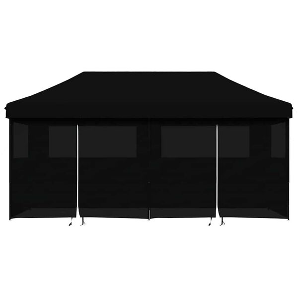 vidaXL Partytent inklapbaar pop-up met 4 zijwanden zwart