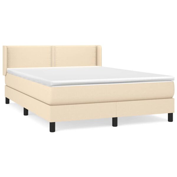 vidaXL Boxspring met matras stof cr&egrave;mekleurig 140x190 cm