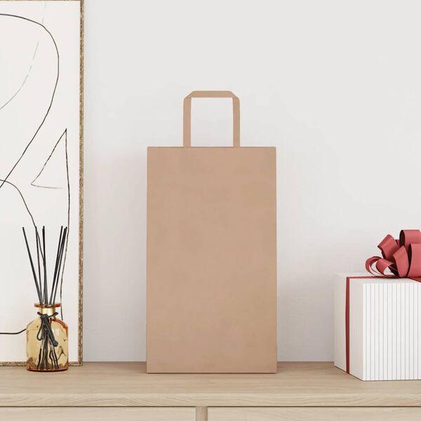 vidaXL Papieren zakken 50 st met hengsels 21x11x36 cm bruin