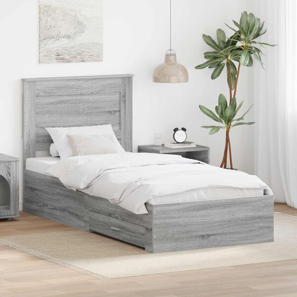 vidaXL Bedframe met lade met hoofdeinde met opslag Bewerkt hout