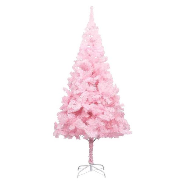 vidaXL Kunstkerstboom met verlichting en kerstballen 240 cm PVC roze