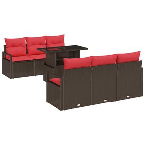 vidaXL Tuin Sofa Set 7 st 6-Aantal zitplaatsen Bruin en Rood