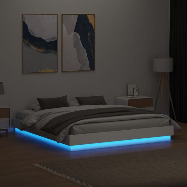 vidaXL Bedframe met LED-verlichting wit 180x200 cm