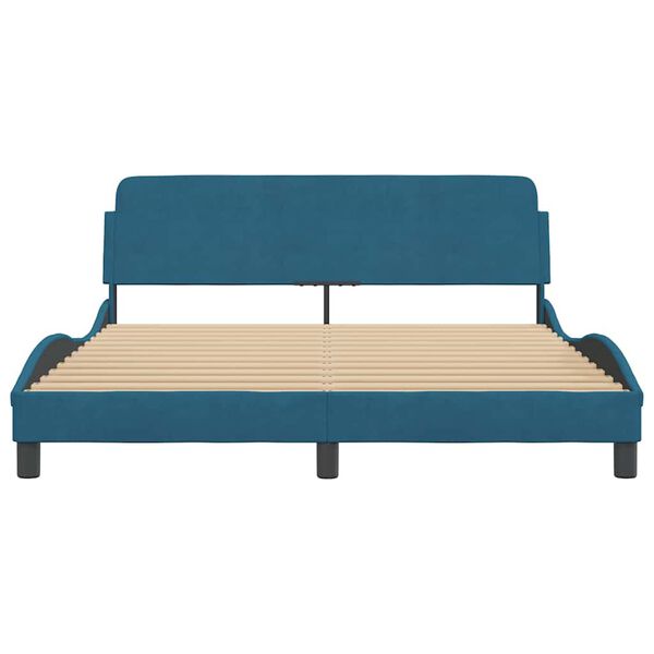 vidaXL Bedframe met hoofdeinde "Dover" fluweel blauw 160x200 cm